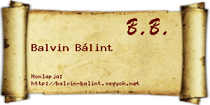Balvin Bálint névjegykártya